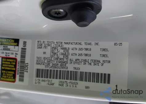 2025 Toyota Tundra Sr5 4Wd from USA, damaged, VIN 5TFLA5DB6SX298910